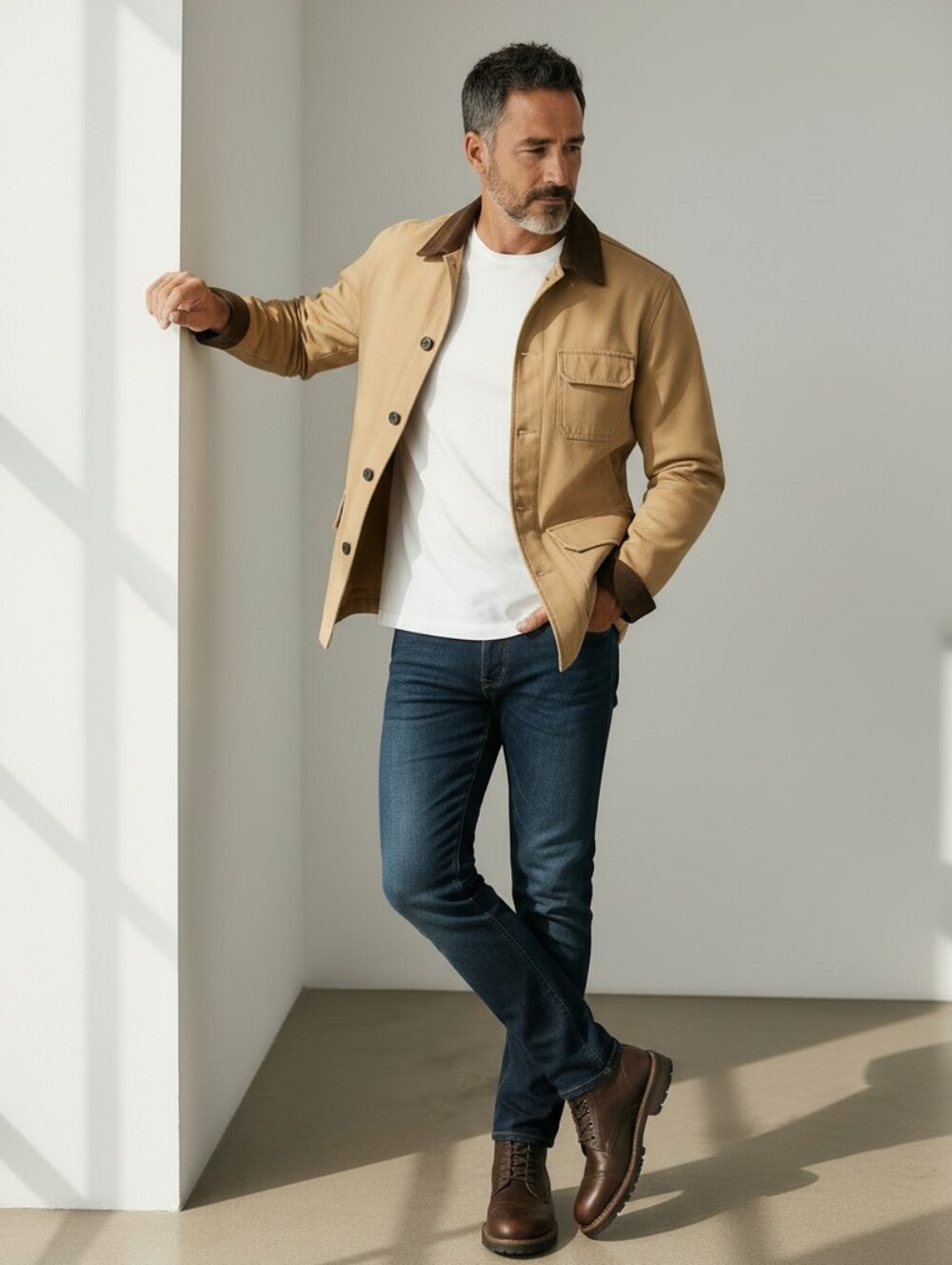 J. CREW Vintage Barn Jacket | Tan w/Brown Trim Plaid Lining Men's XS /Unisex S/M - Picture 2 of 15